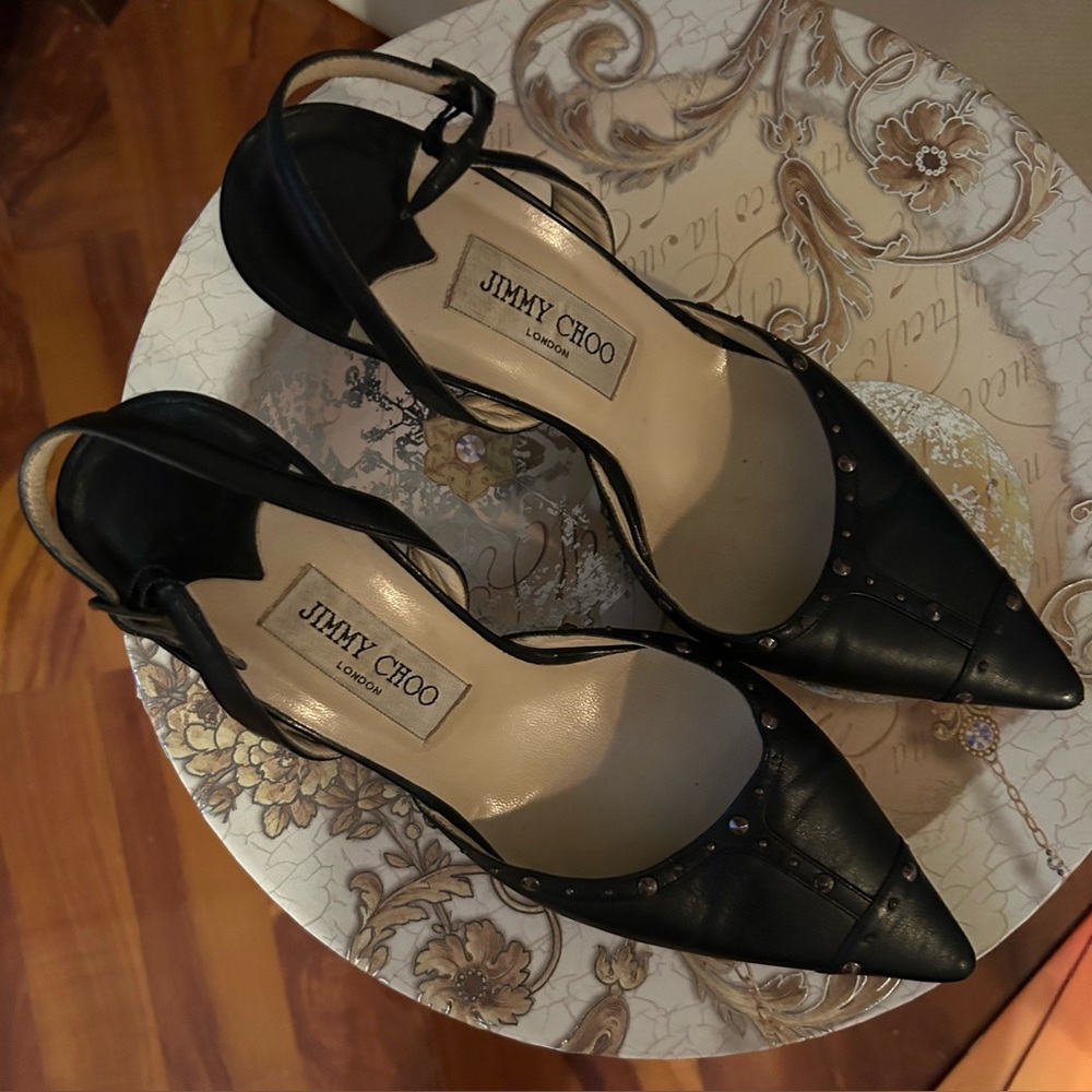 Jimmy Choo Black Stiletto Slingback Heels